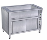 Heated serving counter with hotplate
