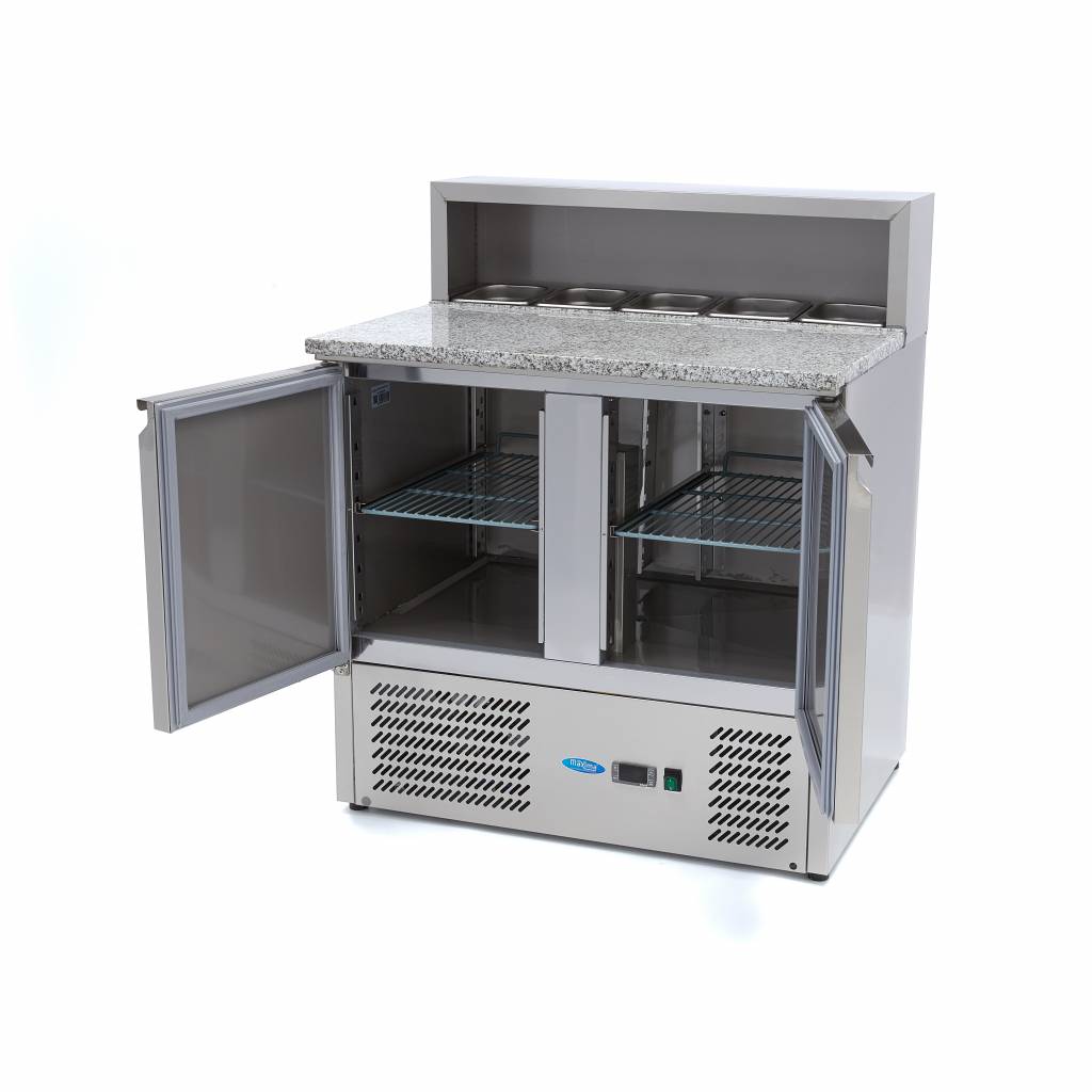 Chladnička na pizzu s 2 dverami - 90 cm -285 l - vrátane krytu z nehrdzavejúcej ocele