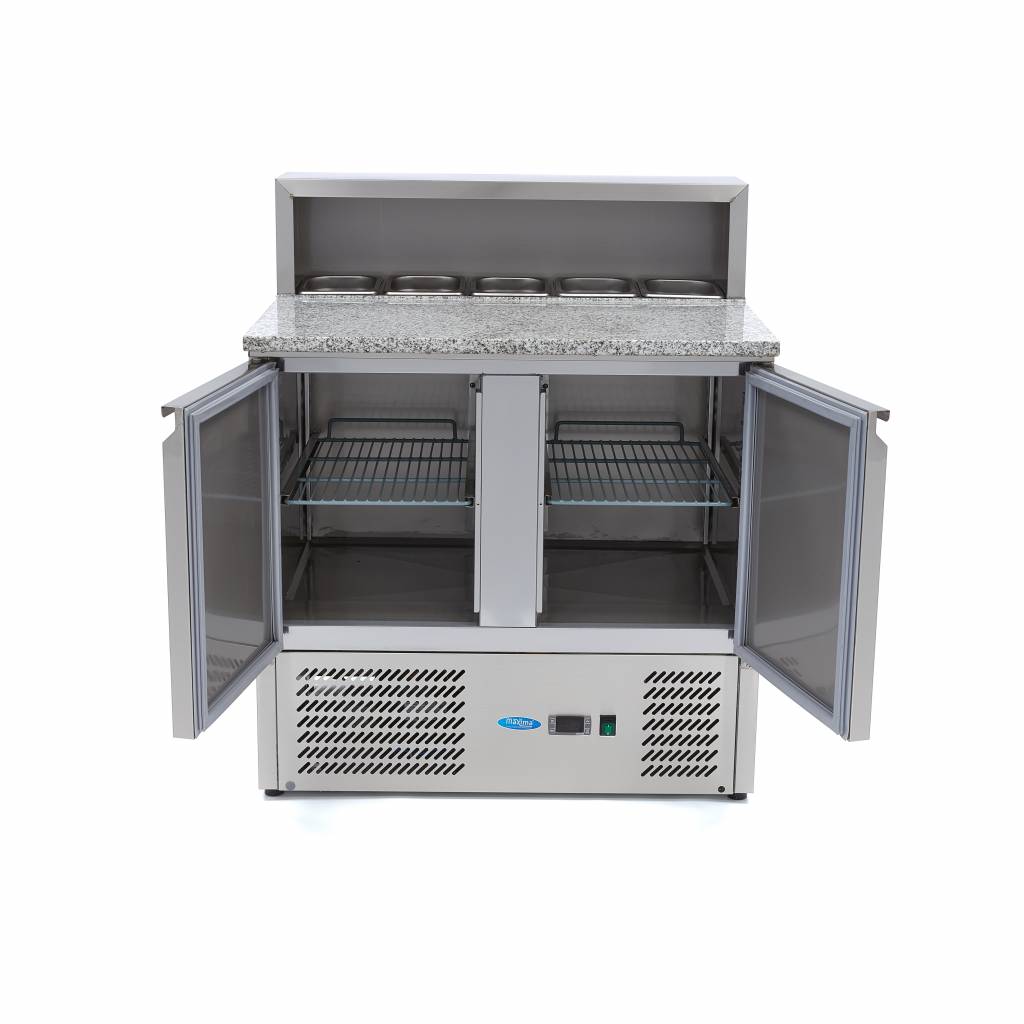 Chladnička na pizzu s 2 dverami - 90 cm -285 l - vrátane krytu z nehrdzavejúcej ocele