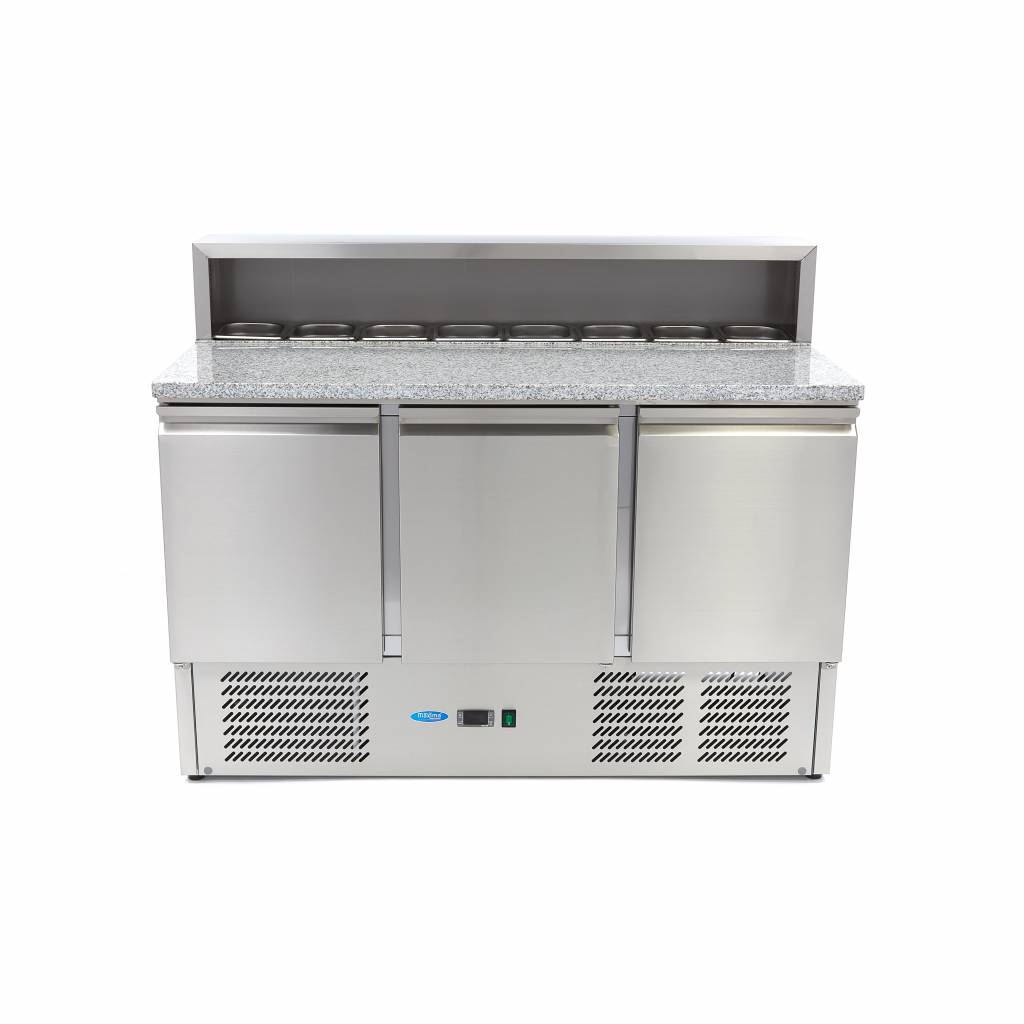 Chladnička na pizzu - 3 dvere - 136,5 cm - 400 l - vrátane krytu z nehrdzavejúcej ocele