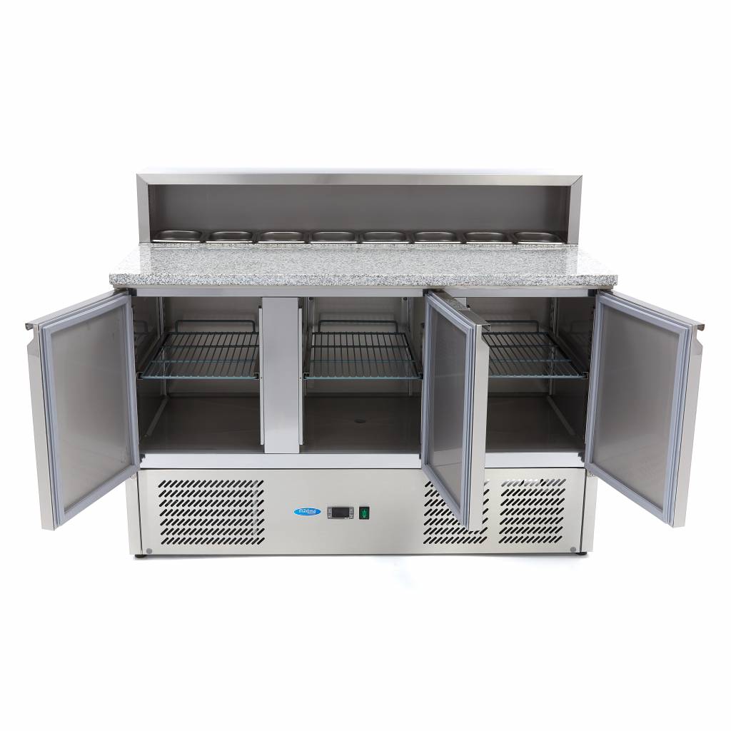 Chladnička na pizzu - 3 dvere - 136,5 cm - 400 l - vrátane krytu z nehrdzavejúcej ocele