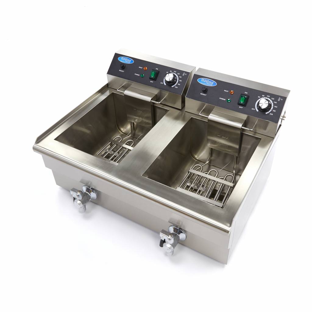 Fritéza 2 x 16 l s vypúšťacím kohútikom - dvojitý kôš
