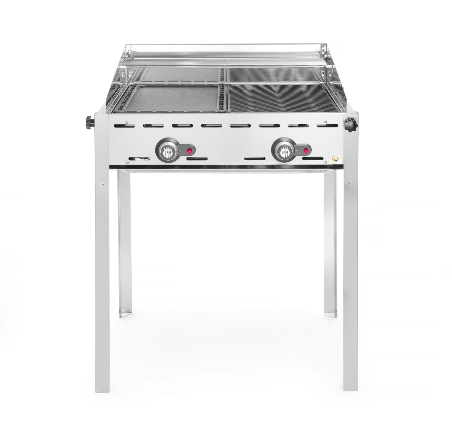 2-horákový plynový gril Green Fire Profi Line, HENDI, Profi Line, Smaltovaná liatinová panva a mriežka GN 1/1, 11,6kW, 740x615x(H)825mm