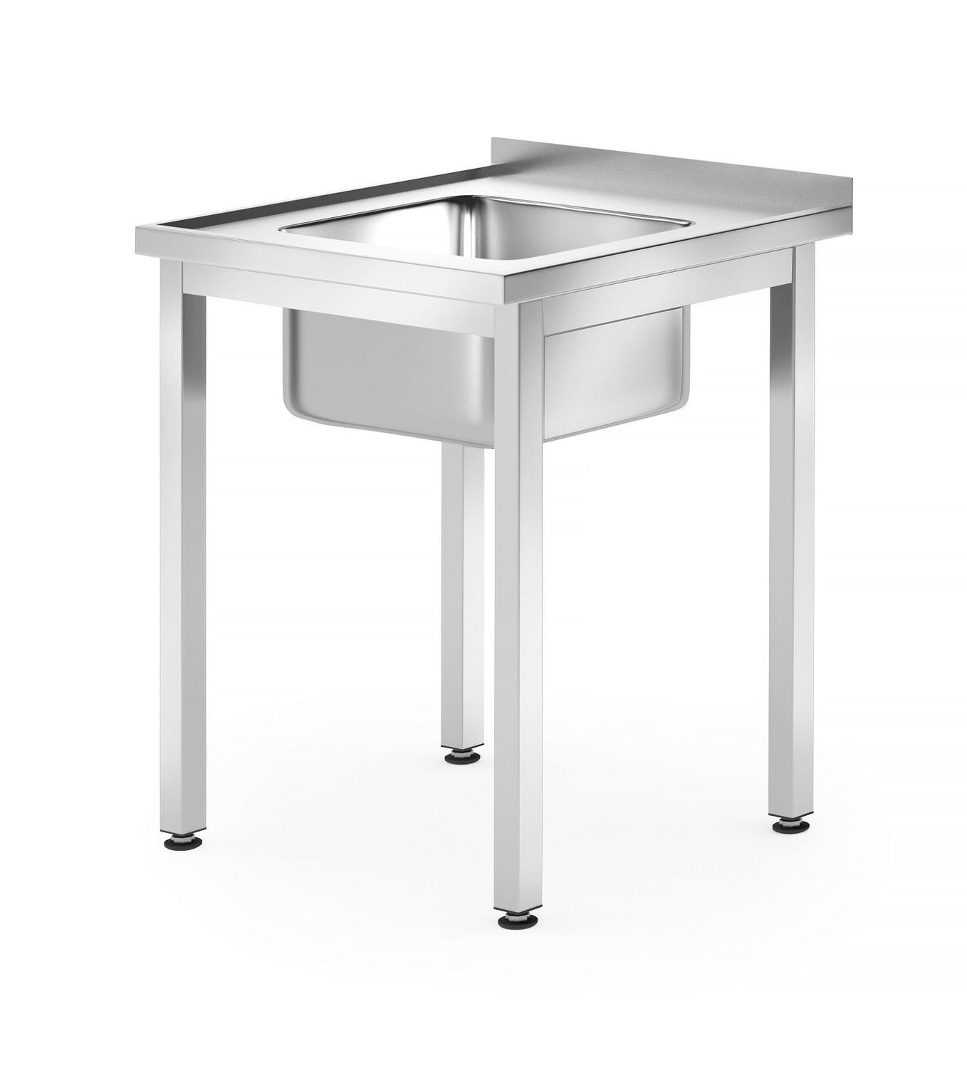 Drezový stôl – skrutkový , hĺbka 600 mm, HENDI, Profi Line, Umývacia vaňa v strede, 600x600x(H)850mm