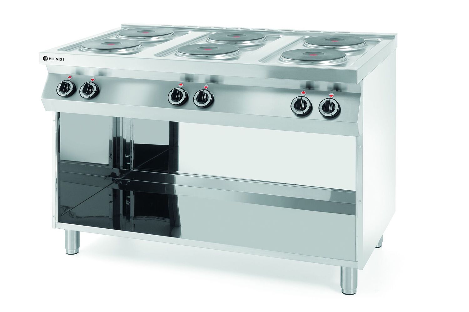 6-platňový elektrický sporák Kitchen Line na otvorenom podstavci, HENDI, Kitchen Line, 400V/15600W, 1200x700x(H)900mm 226230