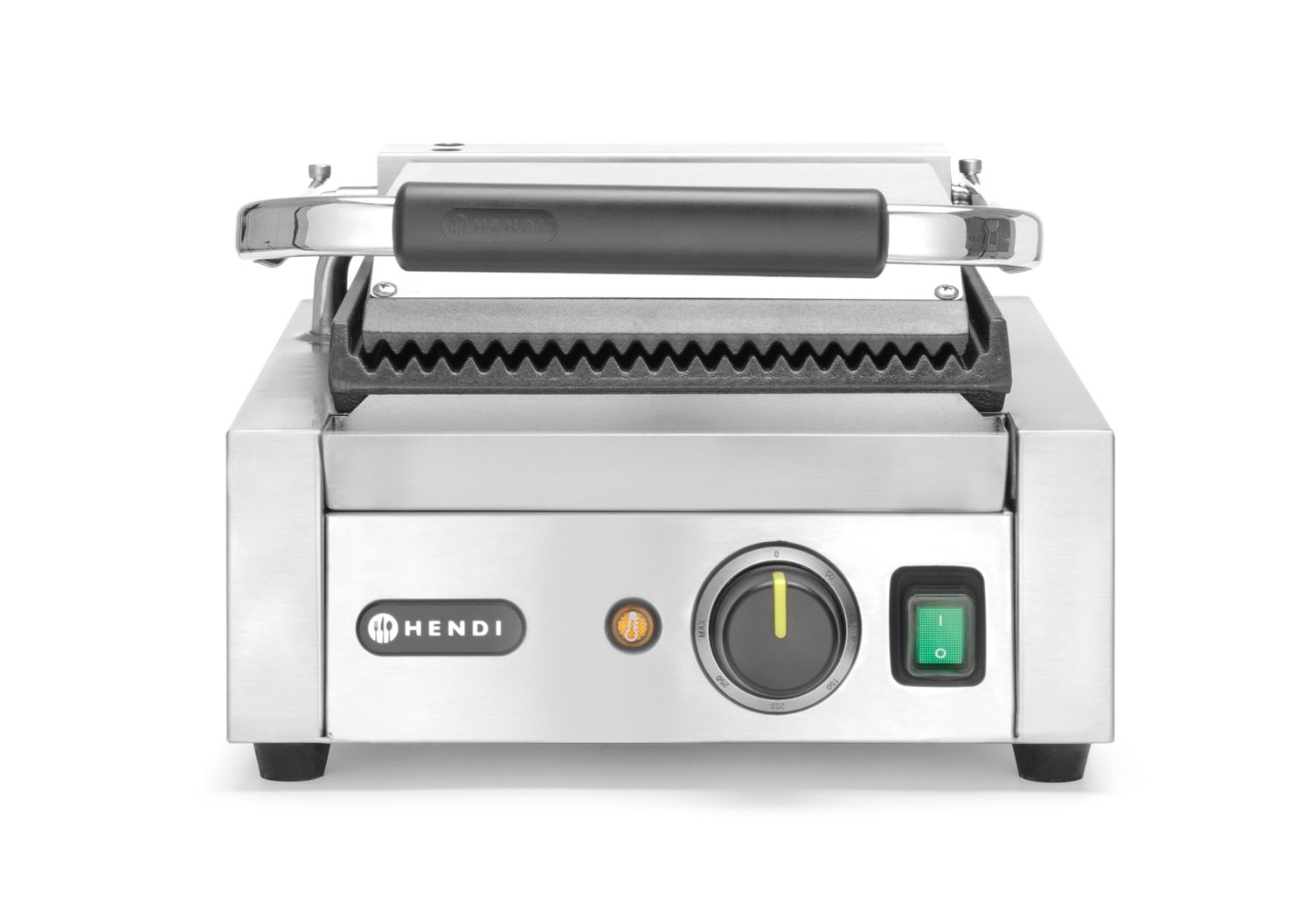 Jednoduchý kontaktný gril, HENDI, drážkovaný vrch a spodok, 230V/1800W, 310x375x(H)216mm H 263501