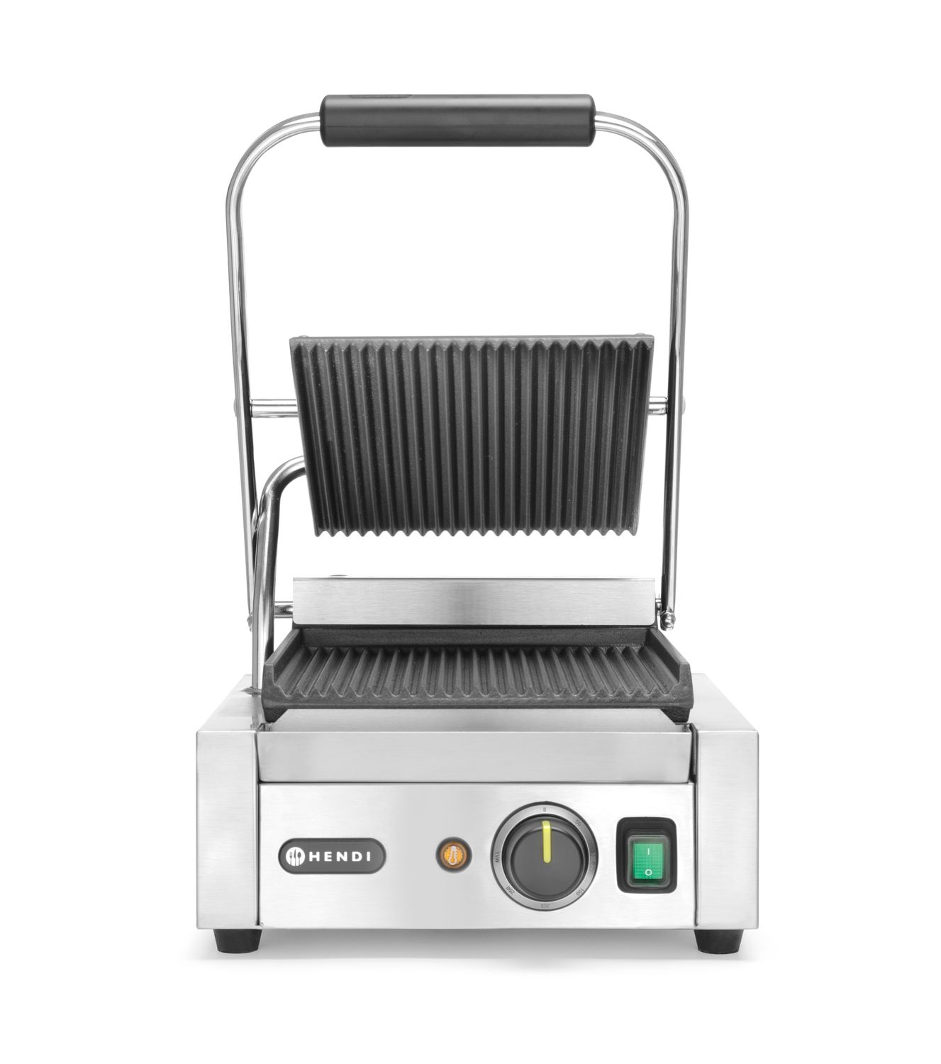 Jednoduchý kontaktný gril, HENDI, drážkovaný vrch a spodok, 230V/1800W, 310x375x(H)216mm H 263501
