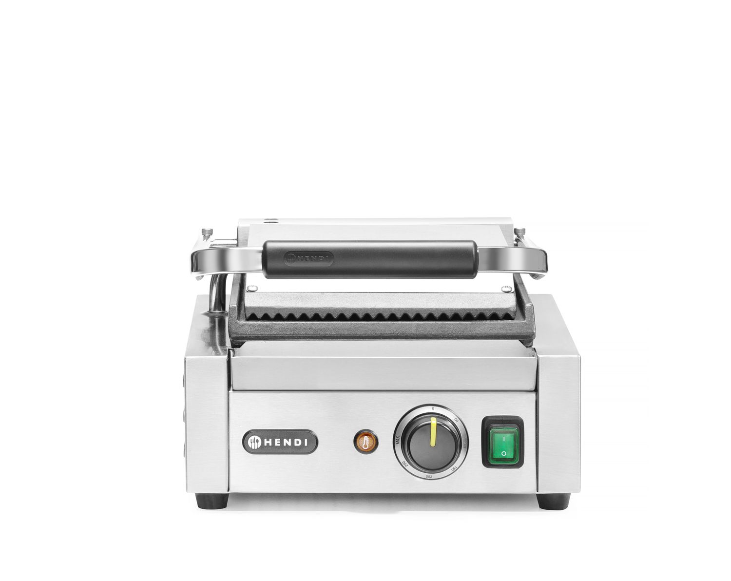 Jednoduchý kontaktný gril, HENDI, drážkovaný vrch a hladké dno, 230V/1800W, 310x375x(H)216mm H 263600