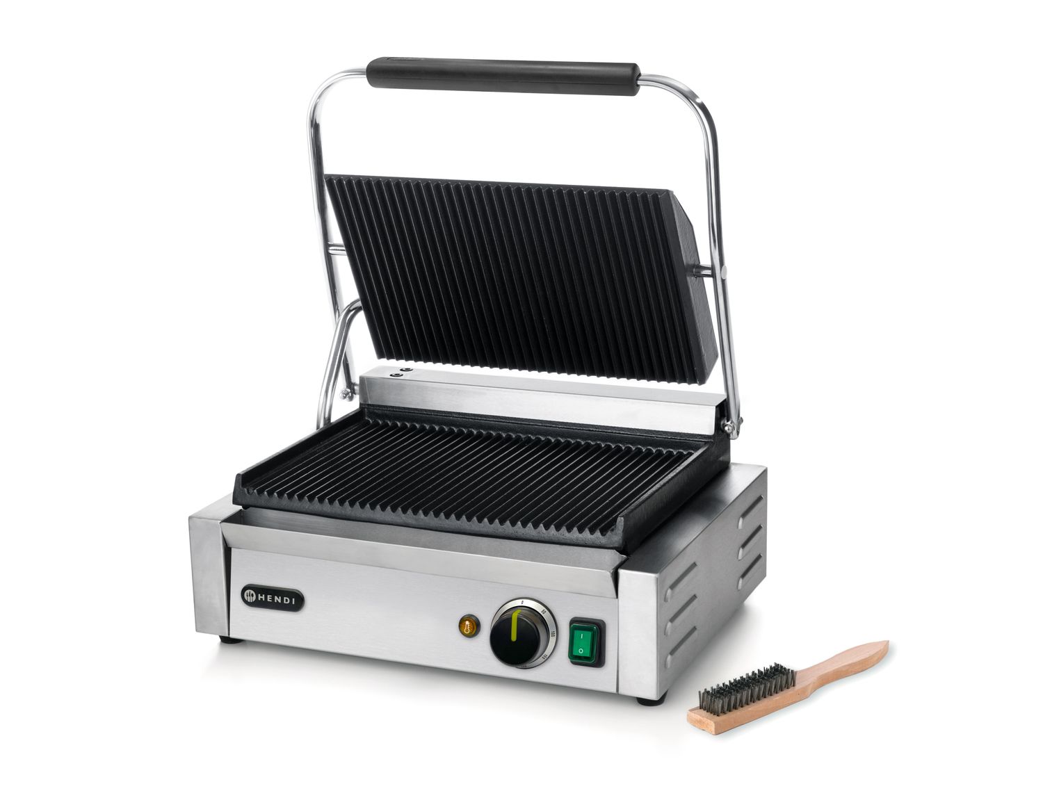 Kontaktný grill Panini, HENDI, drážkovaný vrch a spodok, 230V/2200W, 430x375x(H)216mm PANINI 263655