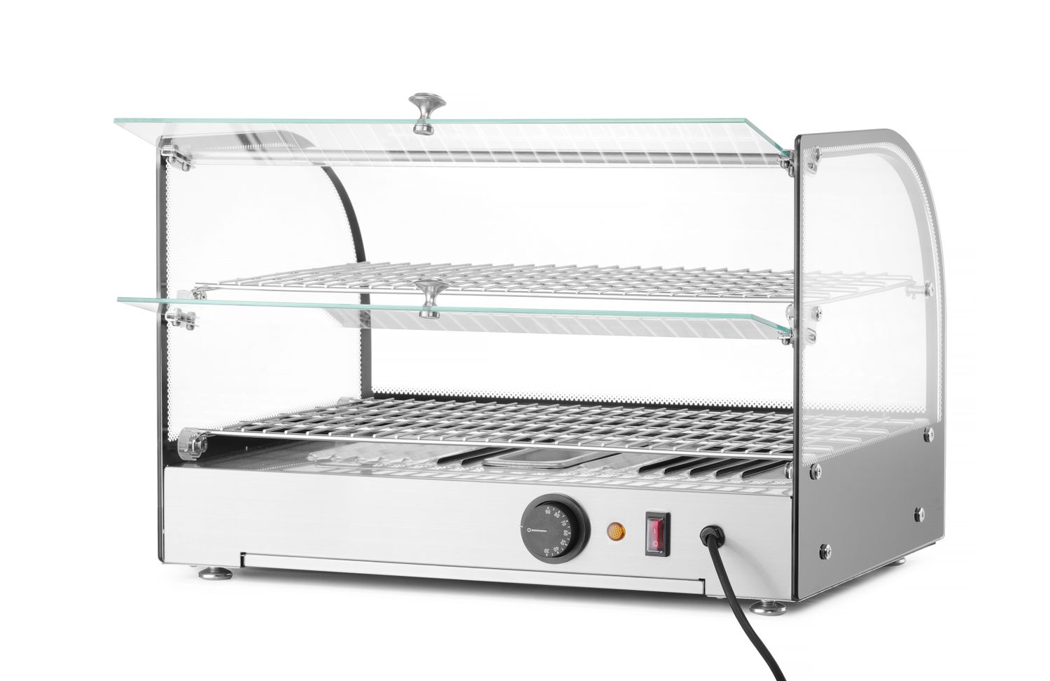 Nastaviteľná ohrevná vitrína, HENDI, dvoj úrovňová, Čierna, 220-240V/800W, 554x376x(H)376mm 273999
