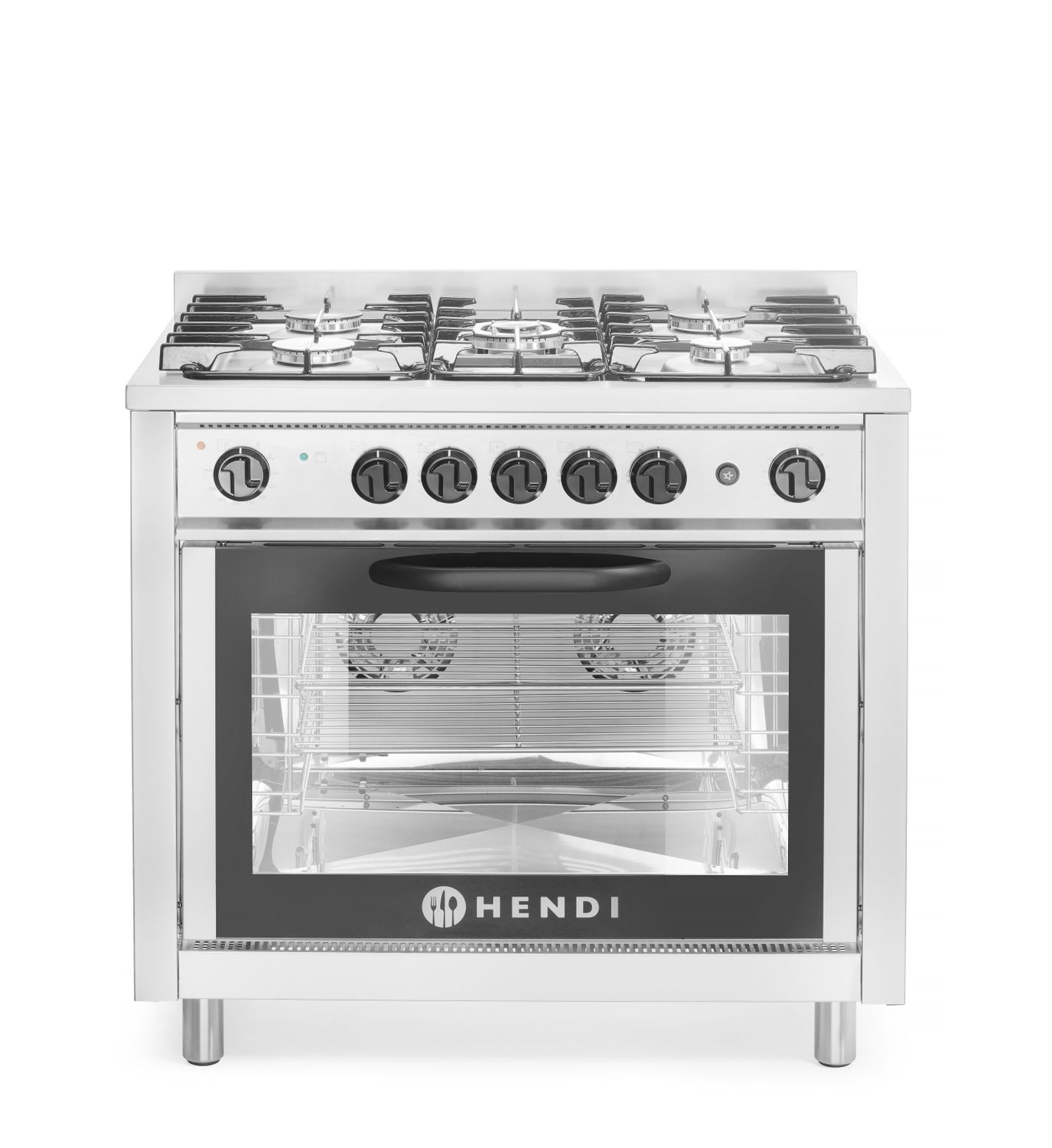 Plynový sporák – 5 horákov s elektrickou rúrou, HENDI, Kitchen Line, Strieborná, 230V/2900W, 14,3kW, 900x653x(H)900mm 225707