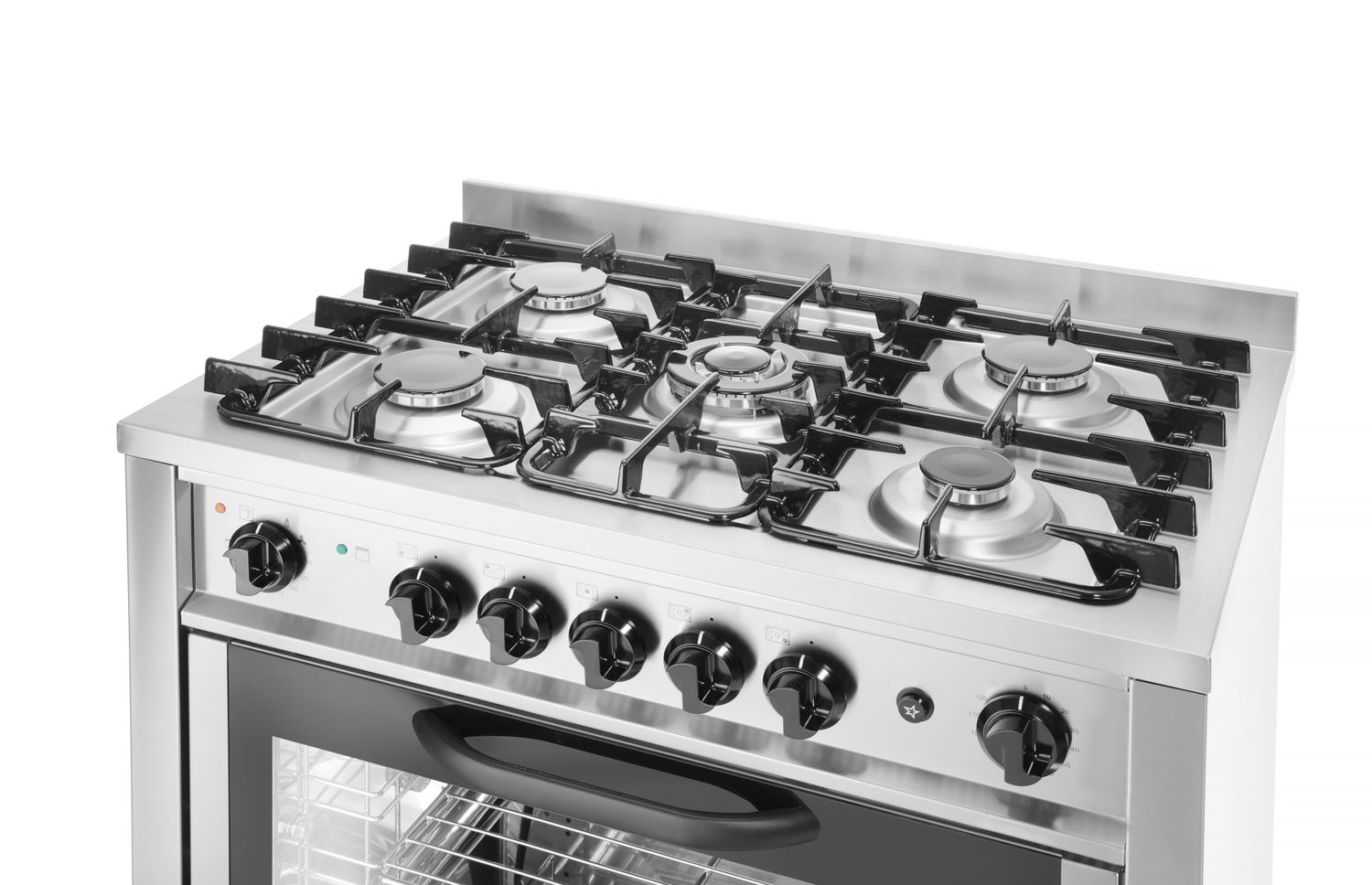 Plynový sporák – 5 horákov s elektrickou rúrou, HENDI, Kitchen Line, Strieborná, 230V/2900W, 14,3kW, 900x653x(H)900mm 225707
