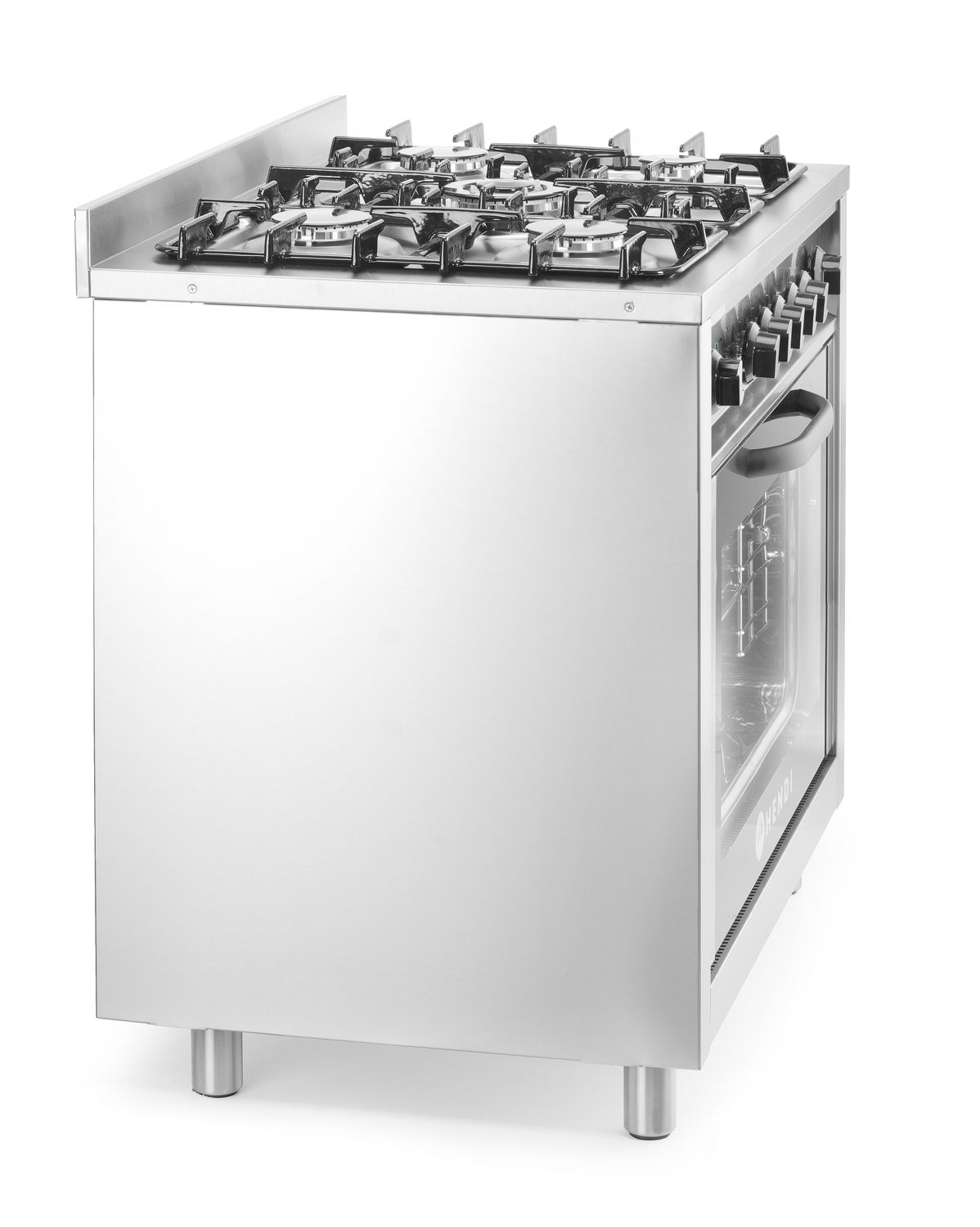 Plynový sporák – 5 horákov s elektrickou rúrou, HENDI, Kitchen Line, Strieborná, 230V/2900W, 14,3kW, 900x653x(H)900mm 225707