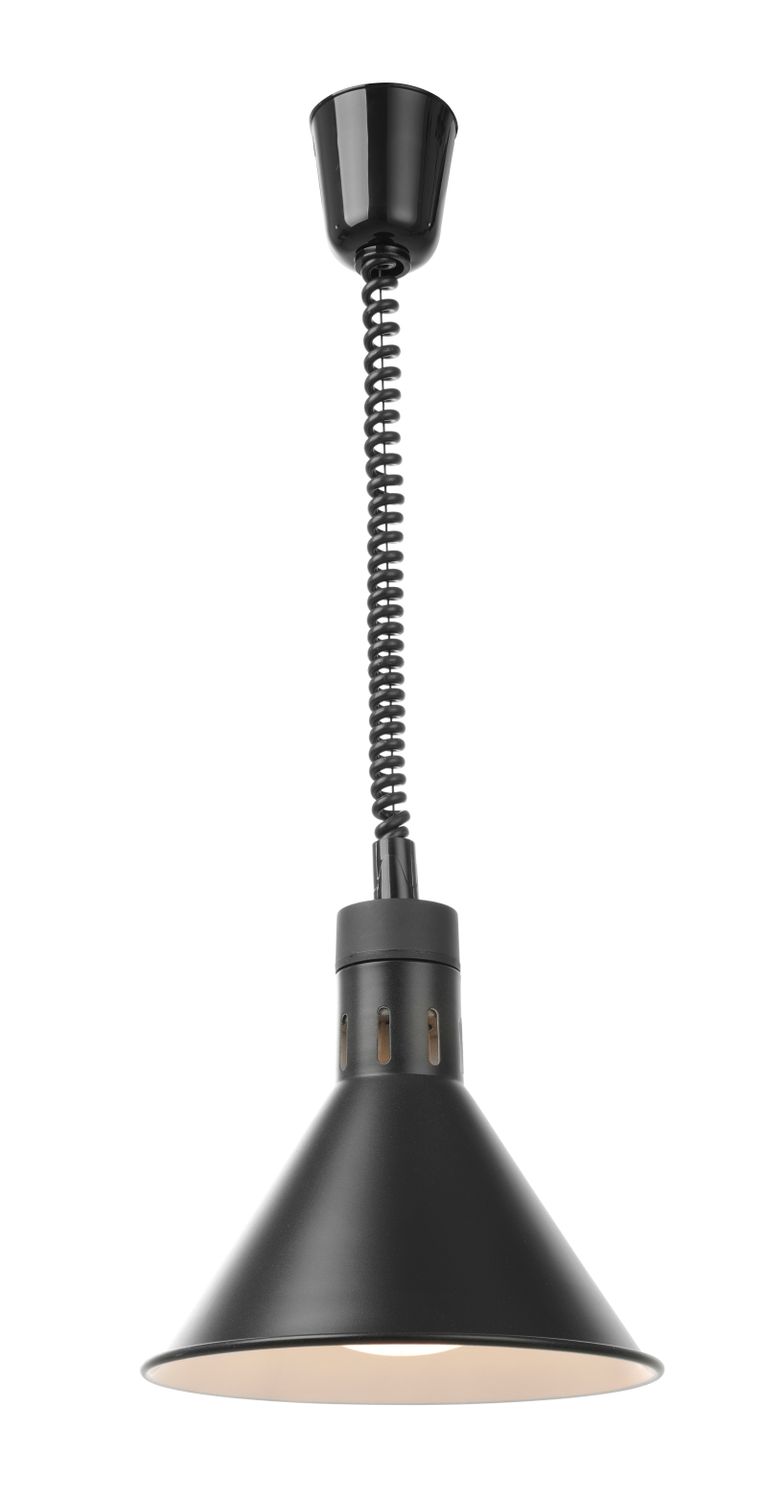 Teplovzdušná lampa s nastaviteľnou výškou, kužeľová, HENDI, Čierna, 230V/250W, ⌀275x(H)250mm