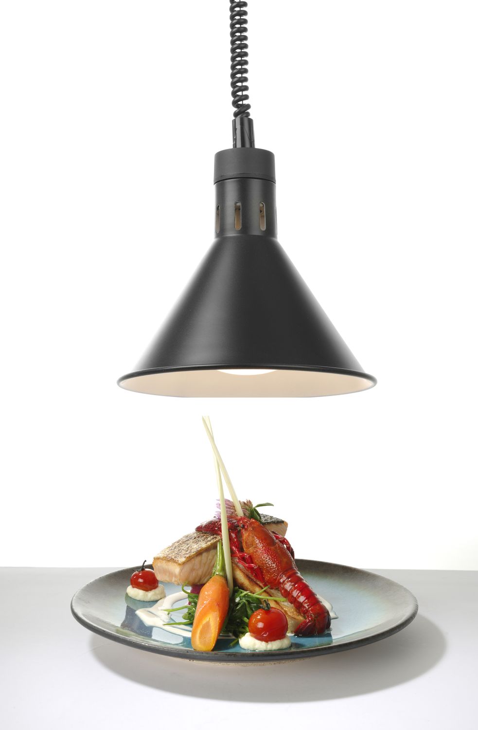 Teplovzdušná lampa s nastaviteľnou výškou, kužeľová, HENDI, Čierna, 230V/250W, ⌀275x(H)250mm
