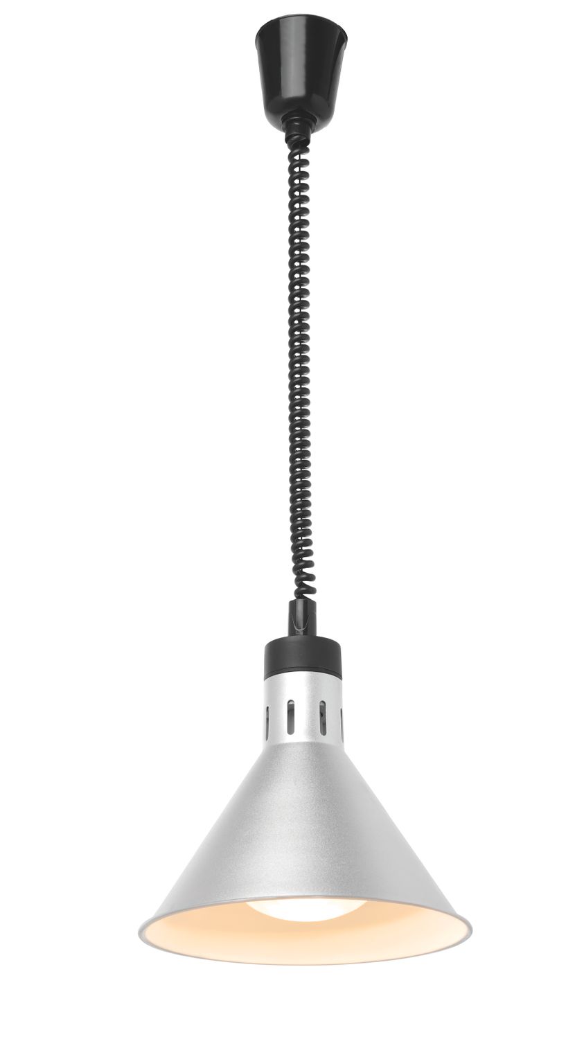 Teplovzdušná lampa s nastaviteľnou výškou, kužeľová, HENDI, Strieborná, 230V/250W, ⌀275x(H)250mm 273869