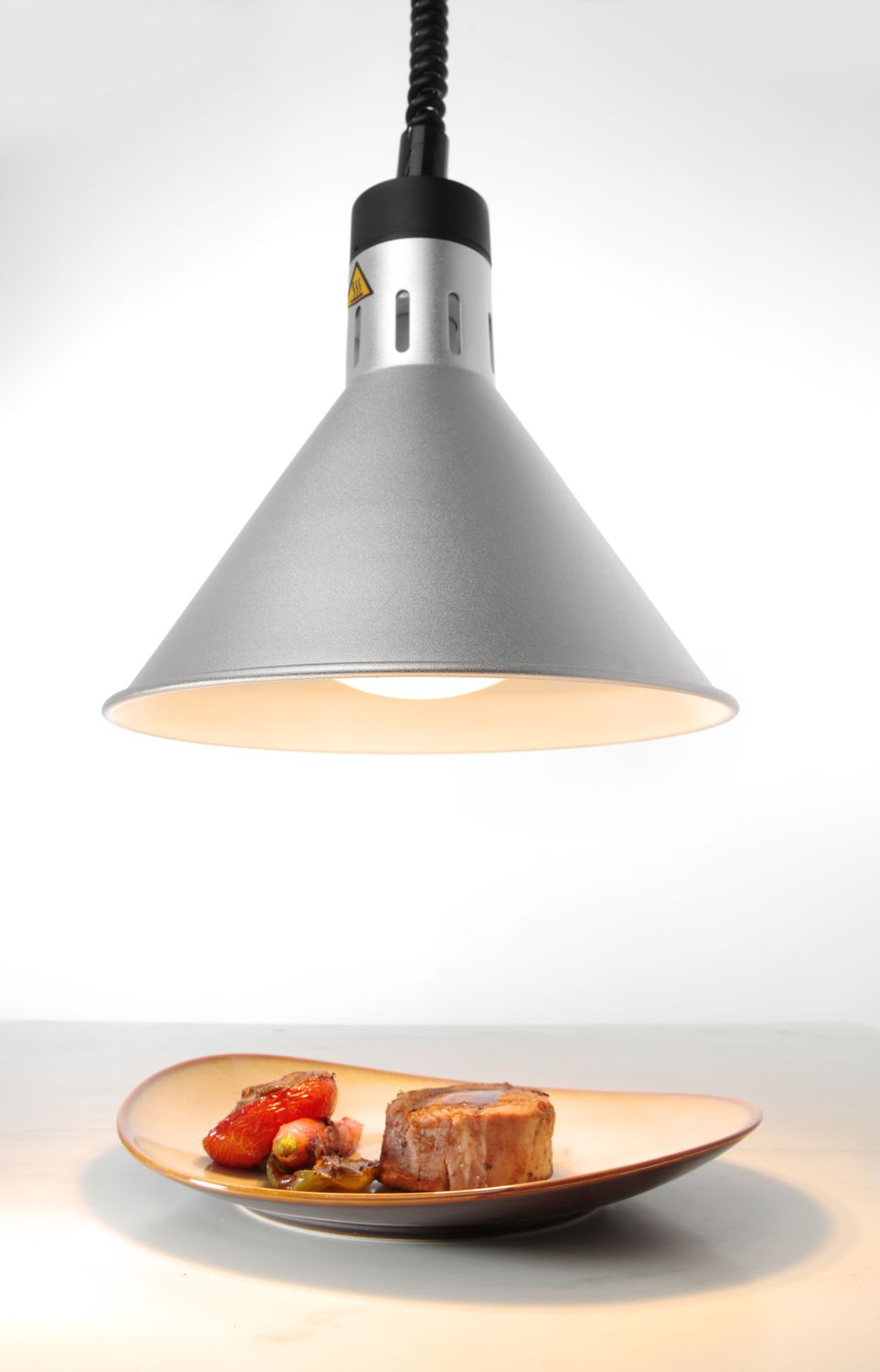 Teplovzdušná lampa s nastaviteľnou výškou, kužeľová, HENDI, Strieborná, 230V/250W, ⌀275x(H)250mm 273869