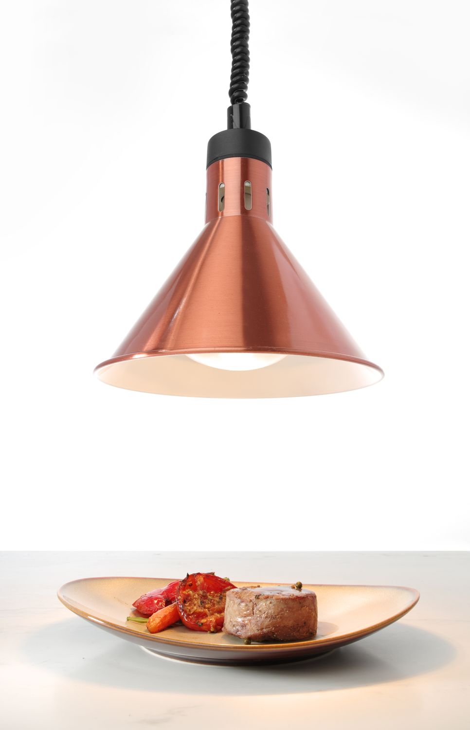 Teplovzdušná lampa s nastaviteľnou výškou, kužeľová, HENDI, Medená, 230V/250W, ⌀275x(H)250mm 273876