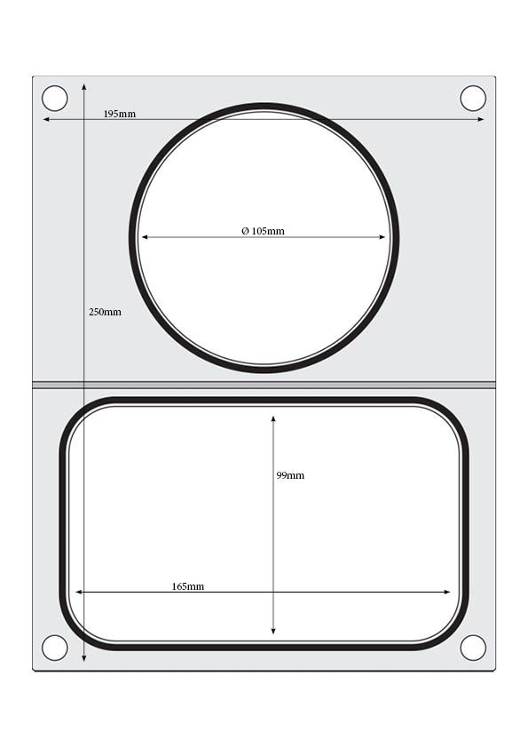 Matrica pre zváračku, HENDI, 2 nádoby: 1x 178x113 mm, 1x ø115 mm 805657