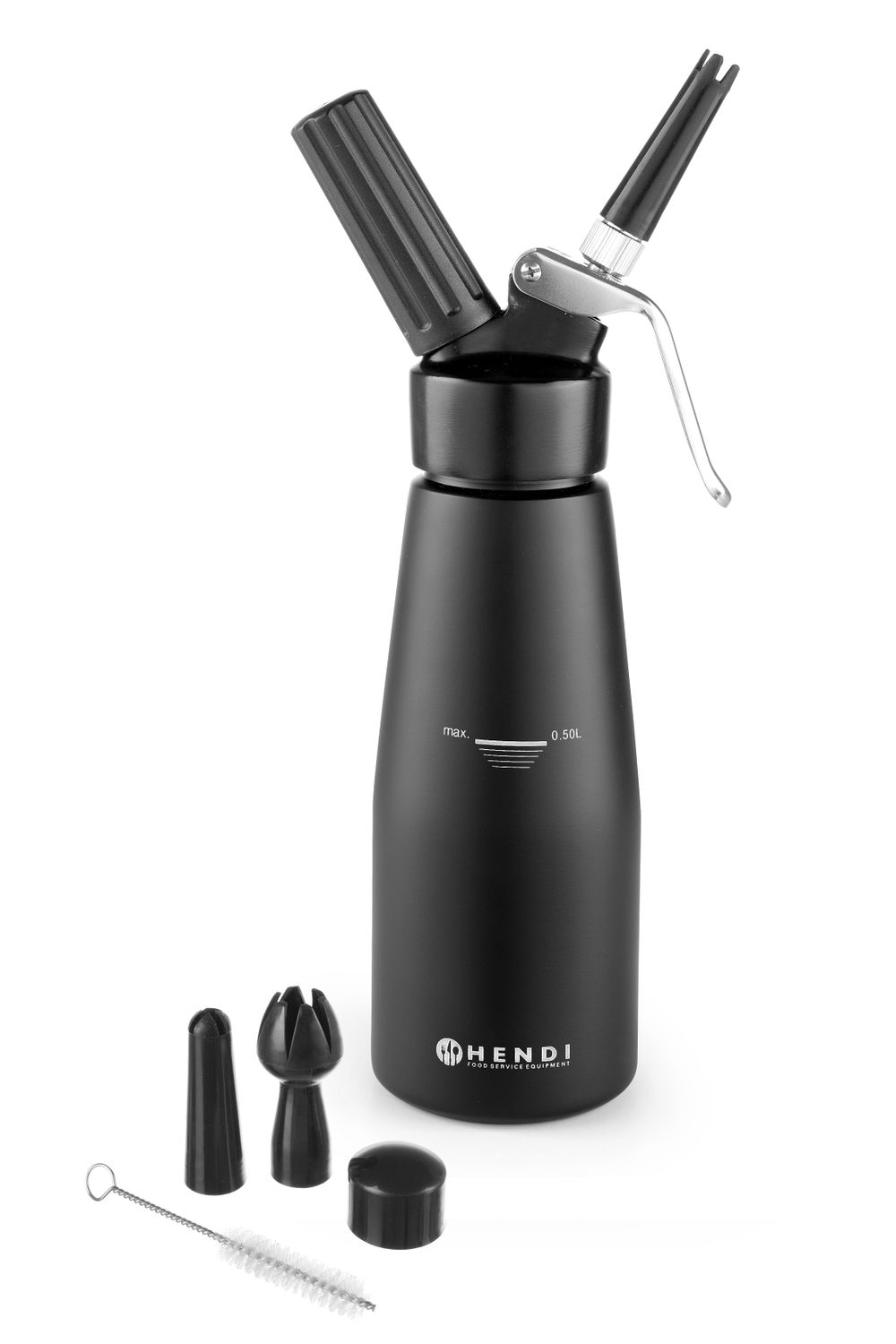 Fľaša na šľahačku , HENDI, Kitchen Line, 0,5L, Čierna, ⌀80x(H)260mm KitchenLine čierna 588420