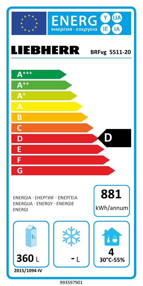 Chladnička s obehových vzduchovým chladením zodpovedajúca pekárenským normám BRFvg 5511-20