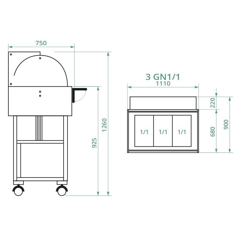 Chladený gastrobufet CLR2787NBTCE -ash gray