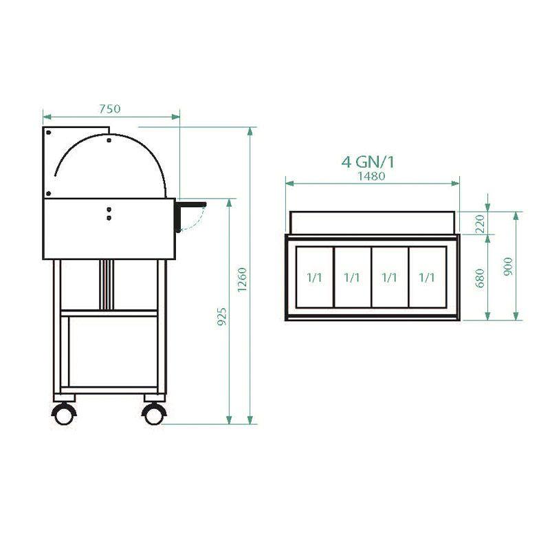 Chladený gastrobufet ELR2826 -walnut