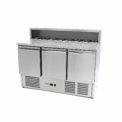 Chladnička na pizzu - 3 dvere - 136,5 cm - 400 l - vrátane krytu z nehrdzavejúcej ocele