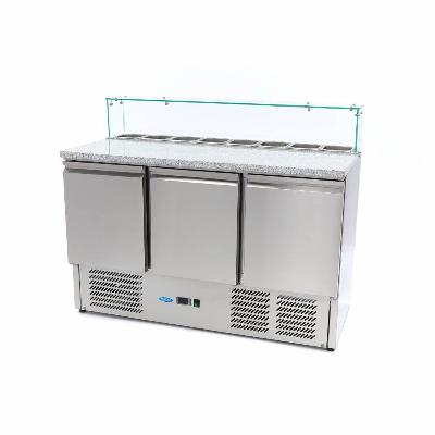 Chladnička na pizzu s 3 dverami - 137 cm - 400 l - vrátane skleneného krytu