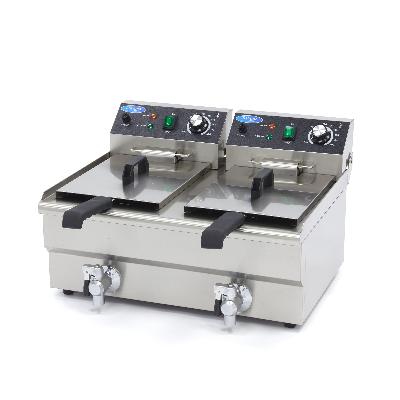 Fritéza - 2 x 10 l - 2 koše - s vypúšťacím kohútikom Maxima