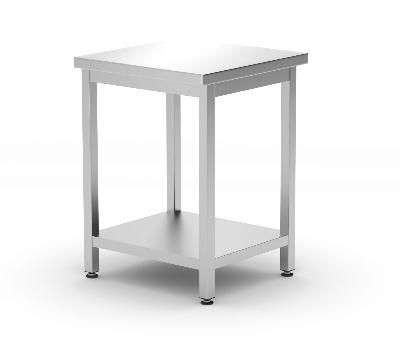 Centrálny stôl s poličkou – skrutkové, hĺbka 600 mm, HENDI, Kitchen Line, 600x600x(H)850mm