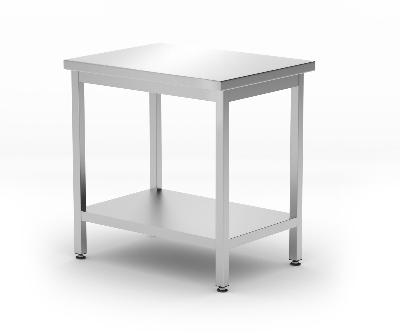 Centrálny stôl s poličkou – skrutkové, hĺbka 600 mm, HENDI, Kitchen Line, 800x600x(H)850mm