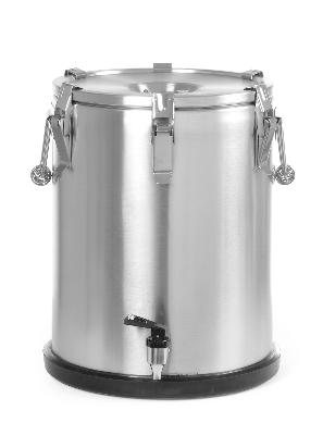 Izolačný prenosný termos – s kohútikom, HENDI, Profi Line, 25L, Strieborná, ⌀330x(H)430mm s kohútom, art.710234