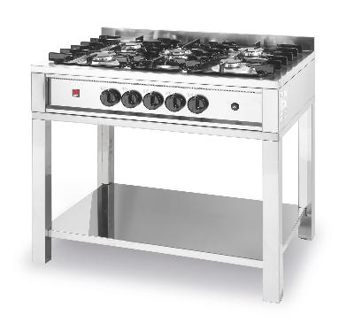 Plynový sporák – 5 horákov, otvorený rám, HENDI, Kitchen Line, 14,3kW, 900x640x(H)910mm 225806