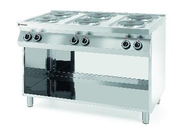 6-platňový elektrický sporák Kitchen Line na otvorenom podstavci, HENDI, Kitchen Line, 400V/15600W, 1200x700x(H)900mm 226230