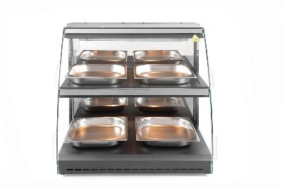 Nastaviteľná ohrevná vitrína kremenná, HENDI, dvojpodlažná, 230V/560W, 650x485x(H)630mm 233962