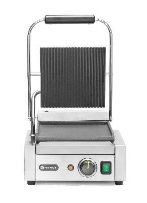 Jednoduchý kontaktný gril, HENDI, drážkovaný vrch a hladké dno, 230V/1800W, 310x375x(H)216mm H 263600
